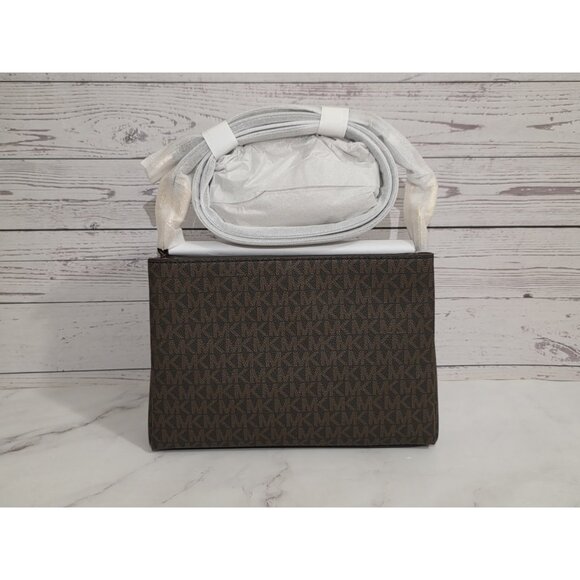 MICHAEL Michael Kors Trisha Medium Logo Crossbody Bag BROWN - Picture 5 of 9